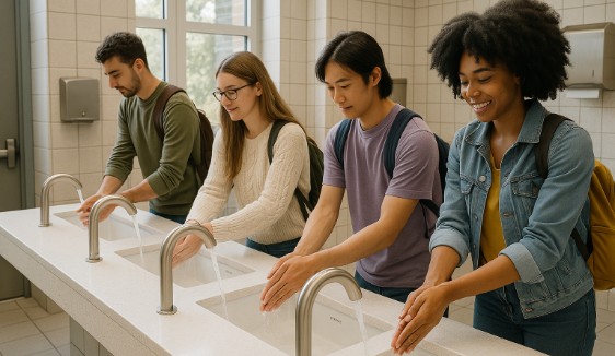 Electrical and data cabling for automated restroom fixtures